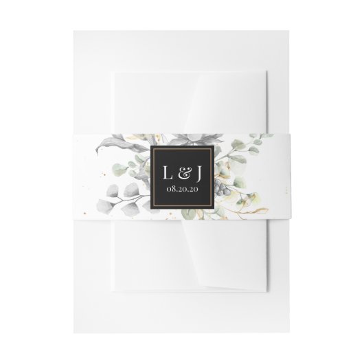 Faire-part Bandeau de ventre de mariage floral argent dramati (Devant example)