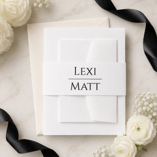 Faire-part Bandeau de ventre d'invitation de mariage blanc