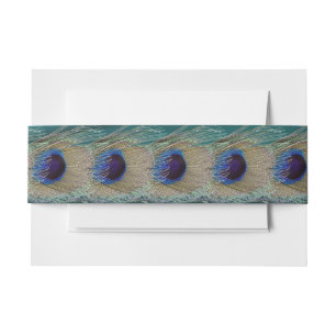 Faire-part Bandeau en satin sarcelle et plumes de paon