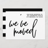 Faire-part Bandes noires et blanches Changement d'adresse (Devant / Derrière)