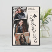 Faire-part Bandes Photo Simple Moderne Bige Graduation (Debout devant)