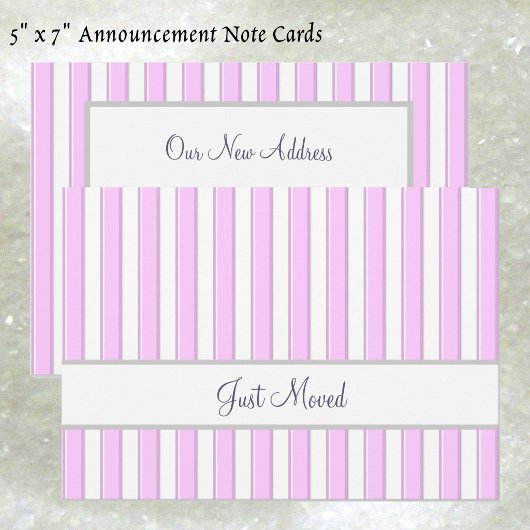 Faire-part Bandes roses et blanches Editable Script Nouvelle