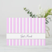 Faire-part Bandes roses et blanches Editable Script Nouvelle (Debout devant)