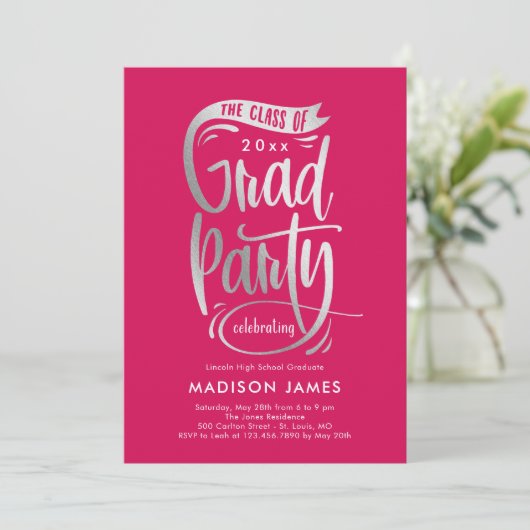 Faire-part Bannière de fête ÉDITABLE COULEUR Graduation Invit (Debout devant)