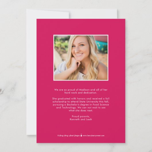 Faire-part Bannière de fête ÉDITABLE COULEUR Graduation Invit (Dos)