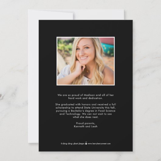 Faire-part Bannière de fête ÉDITABLE COULEUR Graduation Invit (Dos)