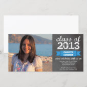 Faire-part Bannière de ruban bleu tableau photo de remise de  (Devant / Derrière)