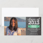 Faire-part Bannière de ruban sarcelle photo de tableau noir r (Devant / Derrière)