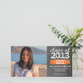 Faire-part Bannière ruban orange tableau photo remise des dip (Debout devant)