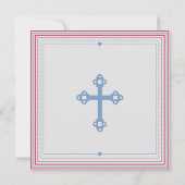 Faire-part Baptême baptisant Simple Script Bleu Rouge Moderne (Dos)