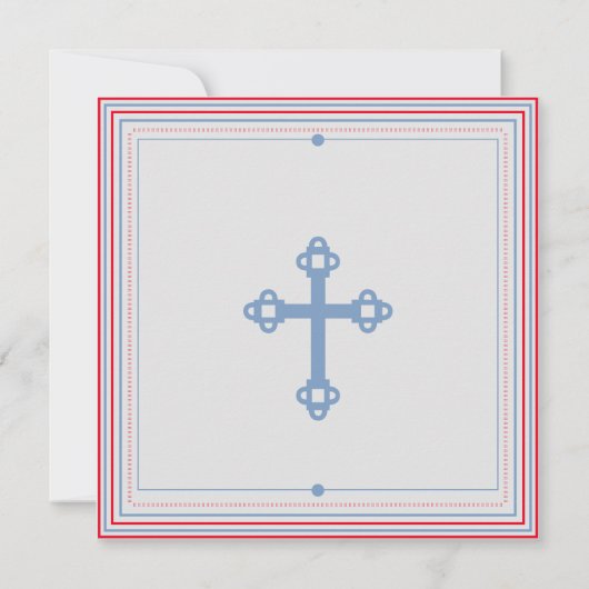 Faire-part Baptême baptisant Simple Script Bleu Rouge Moderne (Dos)