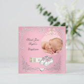 Faire-part Baptême de bébé fille Bible Blanc Rose (Debout devant)