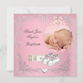 Faire-part Baptême de bébé fille Bible Blanc Rose (Devant)