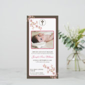 Faire-part Baptême de fleurs de cerisiers (rose) (Debout devant)