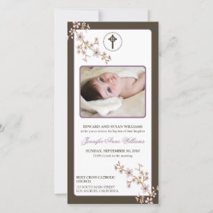 Faire-part baptême des fleurs de cerisiers (lilas)