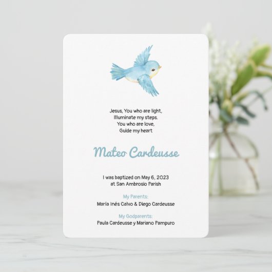 Faire-part Baptism and baptismal card (Debout devant)