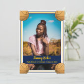 Faire-part Basket-ball Marine & Gold (Debout devant)