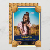 Faire-part Basket-ball Marine & Gold (Devant / Derrière)