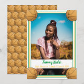 Faire-part Basket-ball vert et or (Devant / Derrière)