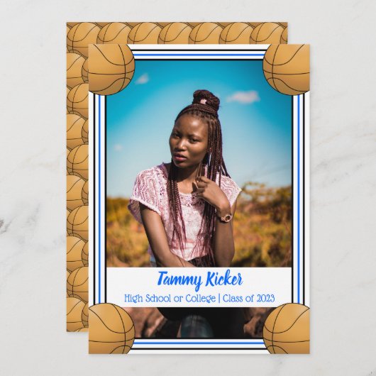 Faire-part Basket Bleu et noir (Devant / Derrière)