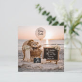 Faire-part beach baby reveal pregnancy announcement card (Debout devant)
