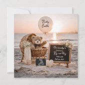 Faire-part beach baby reveal pregnancy announcement card (Devant)