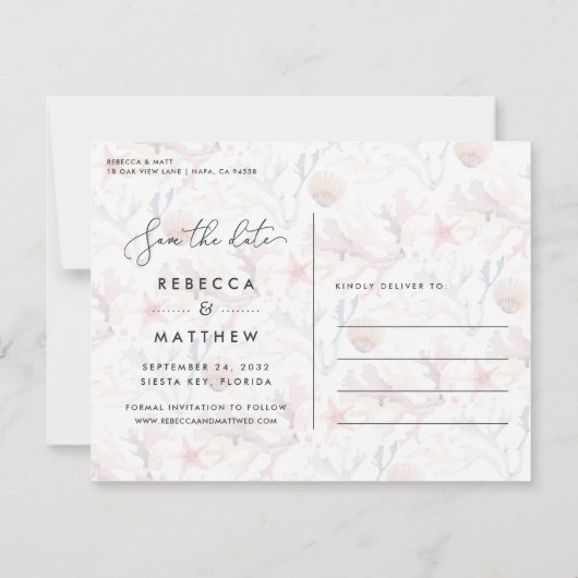 Faire-part Beach Wedding Photo Save the Date Postcard (Dos)