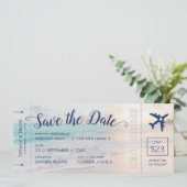 Faire-part Beach Wedding Sunset Boarding Pass Enregistrer la  (Debout devant)