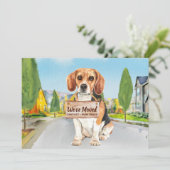 Faire-part Beagle Nous avons déplacé une nouvelle adresse mig (Debout devant)
