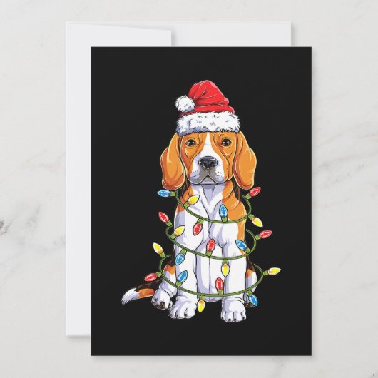 Faire-part Beagle Père Noël Noël Arbre Lumières Noël Cadeaux  (Devant)