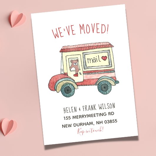 Faire-part Bear in Mail Truck Nouvelle adresse