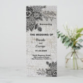 Faire-part Beau Mariage Fleurs Noir/Gris (Debout devant)