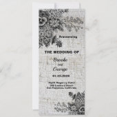 Faire-part Beau Mariage Fleurs Noir/Gris (Devant)
