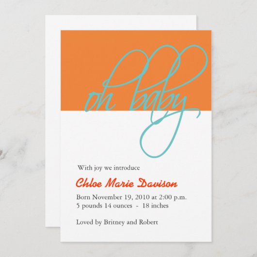 Faire-part bébé (Devant / Derrière)