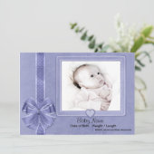 Faire-part Bébé à rebut bleu (Debout devant)