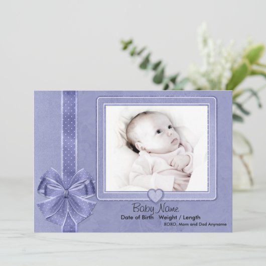 Faire-part Bébé à rebut bleu (Debout devant)