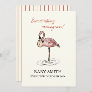 Faire-part bébé avec aquarelle flamingo