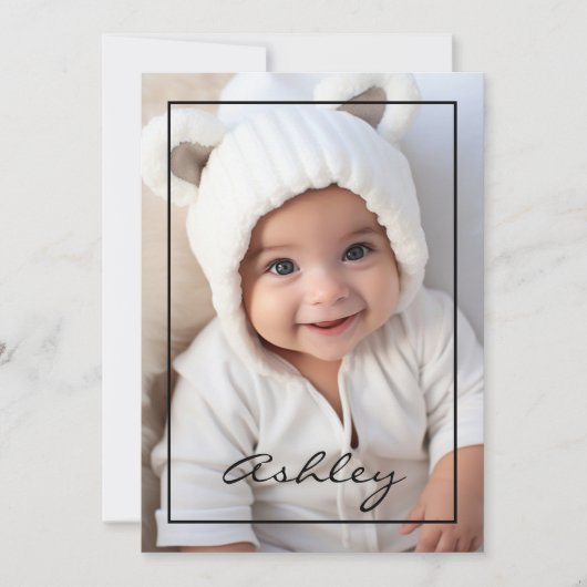 Faire-part bébé avec bordure noire (Devant)
