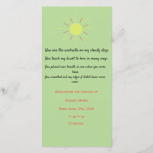 Faire-part bébé avec poème