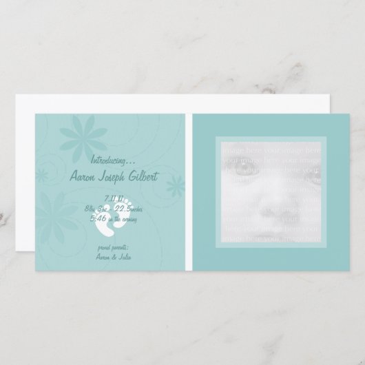 Faire-part Bébé bleu (Devant / Derrière)