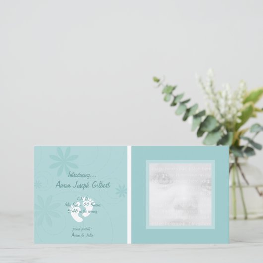 Faire-part Bébé bleu (Debout devant)