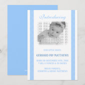 Faire-part Bébé bleu clair naissance garçon (Devant / Derrière)