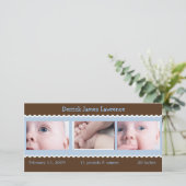 Faire-part bébé bleu et Brown (Debout devant)