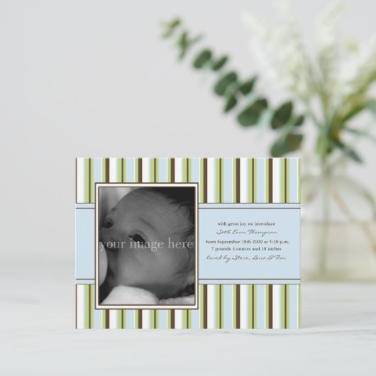 Faire-part Bébé Bleu Gris (Debout devant)