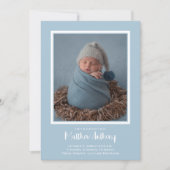 Faire-part Bébé bleu photo naissance (Devant)
