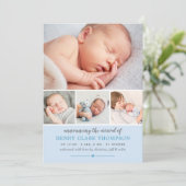 Faire-part Bébé Bleu Simply Sweet Photo Collage Naissance (Debout devant)