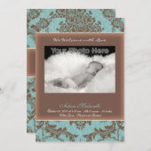 Faire-part bébé bleu vintage classique (Devant / Derrière)