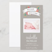 FAIRE-PART BÉBÉ BOTANIQUE | ANNONCE DE NAISSANCE (Devant / Derrière)