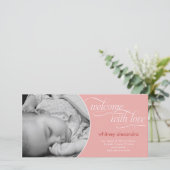 Faire-part Bébé de bienvenue - Rose (Debout devant)