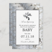 Faire-part bébé de bouleau argenté rustique (Devant / Derrière)